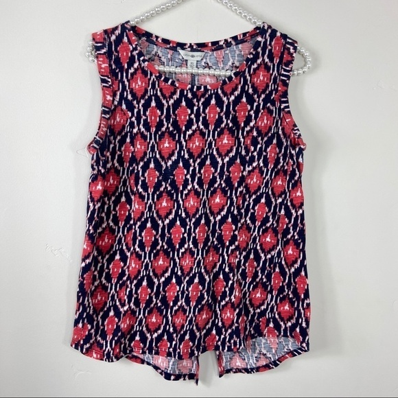 Lucky Brand Lotus Navy Pink Eyecat Tank Top XS - Picture 1 of 5